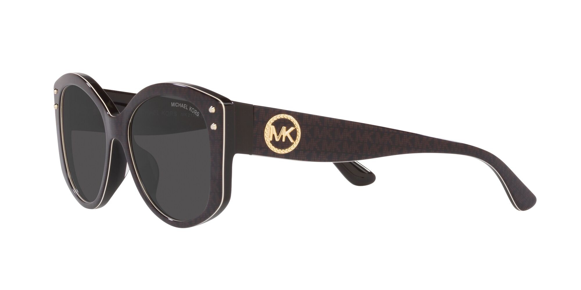 Sonnenbrillen Michael Kors Charleston MK 2175U (350087) farbe mk signature pvc cioccolato form unregelmäßig gläser grigio scuro tinta unita