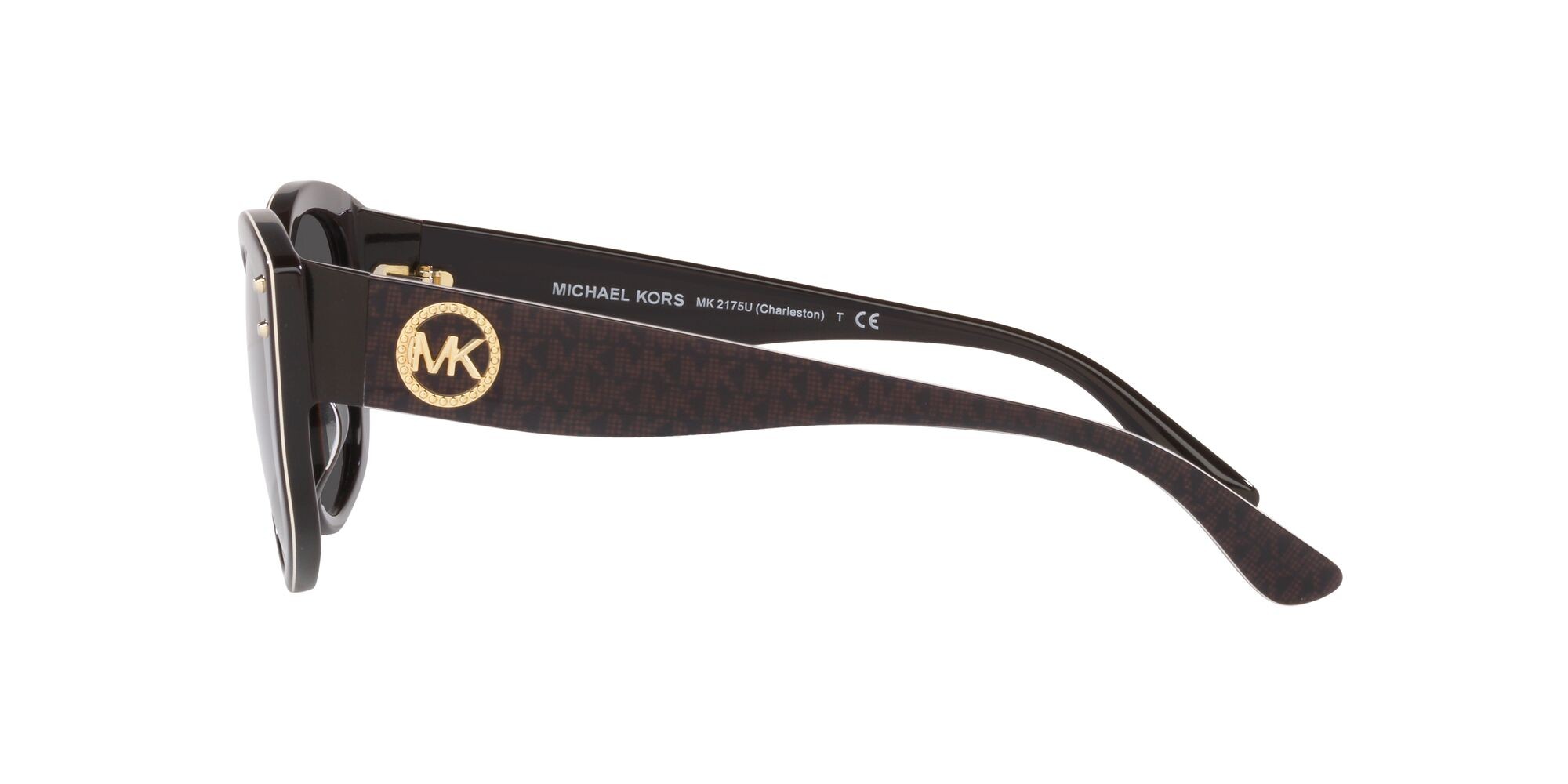 Sonnenbrillen Michael Kors Charleston MK 2175U (350087) farbe mk signature pvc cioccolato form unregelmäßig gläser grigio scuro tinta unita