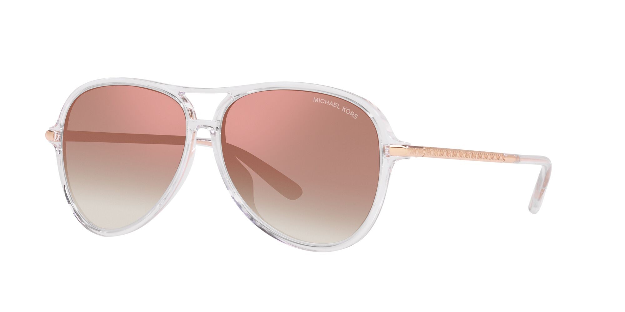 Occhiali da sole Michael Kors Breckenridge MK 2176U (30156F) colore trasparente forma aviator lenti oro rosé sfumato a specchio