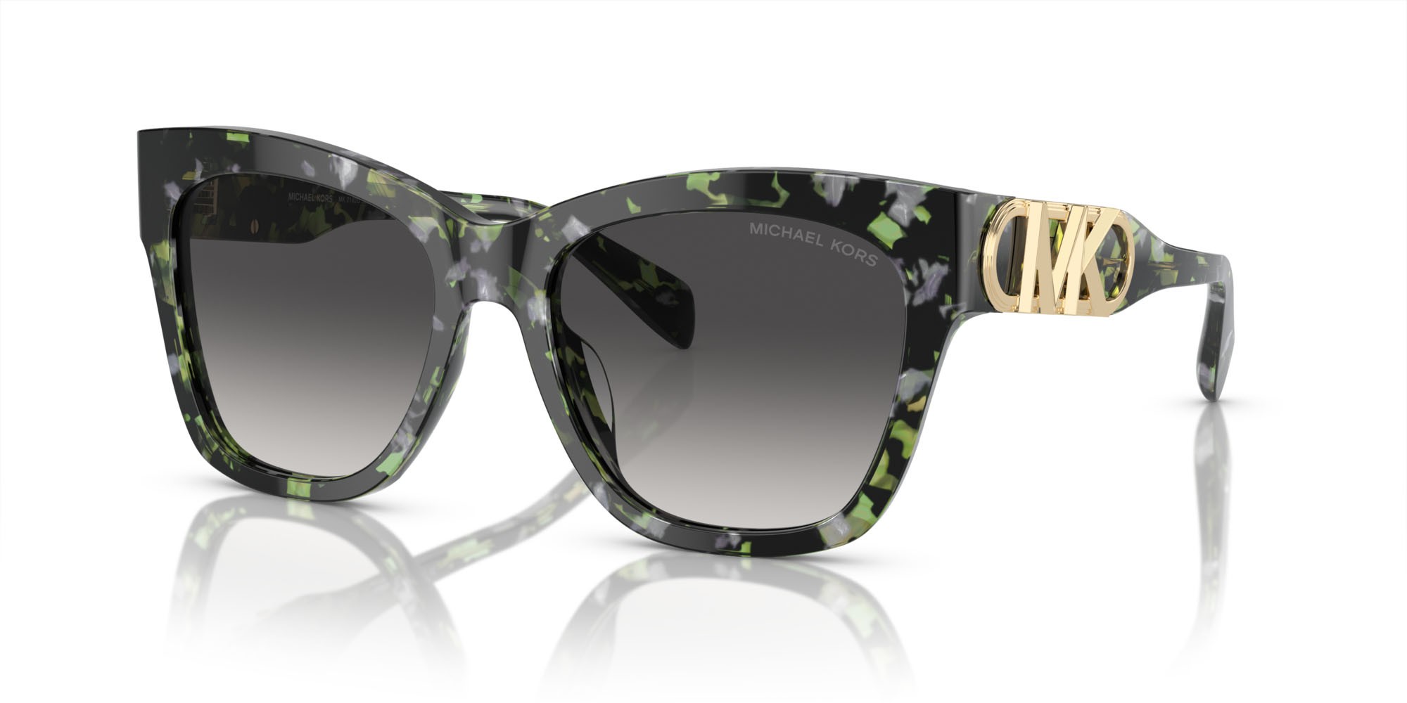 Sonnenbrillen Michael Kors Empire Square MK 2182U (39538G) farbe verde amazzonia tartarugato form schmetterling gläser grigio chiaro sfumato