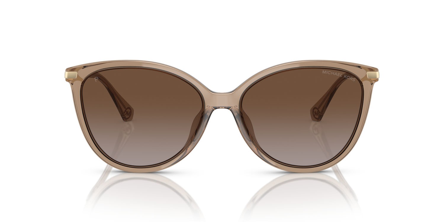 Occhiali da sole Michael Kors Dupont MK 2184U (3938T5) colore marrone trasparente forma cat eye lenti polarized marrone sfumata