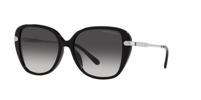 Occhiali da sole Michael Kors Flatiron MK 2185BU (30058G) colore nero forma quadrato lenti grigio scuro sfumato
