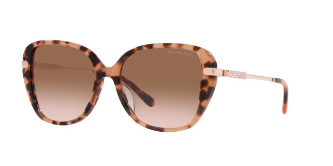 Occhiali da sole Michael Kors Flatiron MK 2185BU (344913) colore rosa tartarugato forma quadrato lenti marrone sfumato rosa