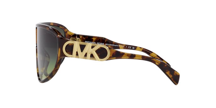 Occhiali da sole Michael Kors Empire Shield MK 2194 (30060N) colore dark tort forma irregolare lenti verde chiaro sfumato