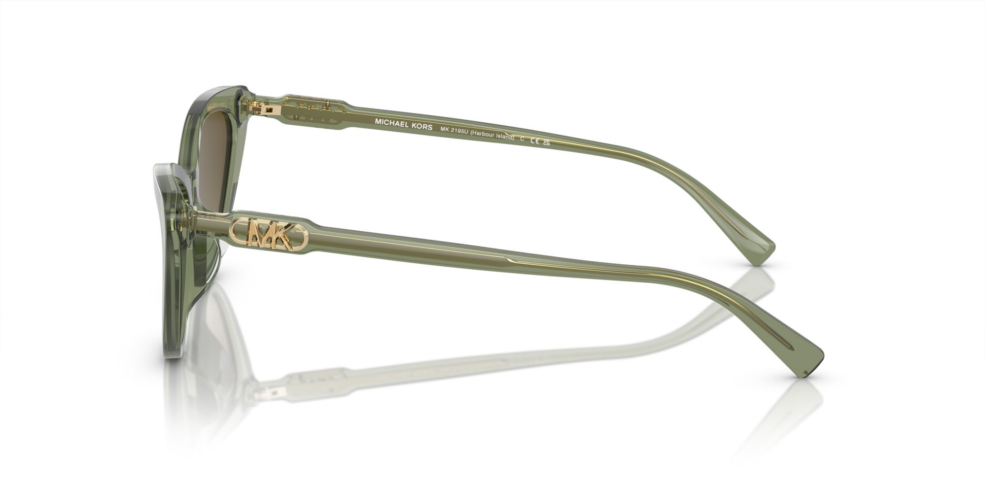 Occhiali da sole Michael Kors Harbour Island MK 2195U (394413) colore verde trasparente forma cat eye lenti verde sfumato