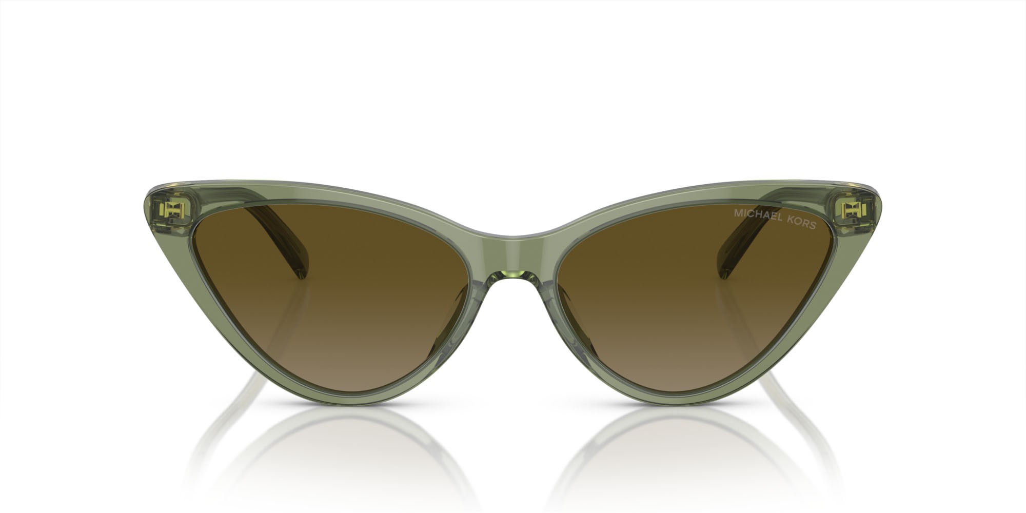 Occhiali da sole Michael Kors Harbour Island MK 2195U (394413) colore verde trasparente forma cat eye lenti verde sfumato
