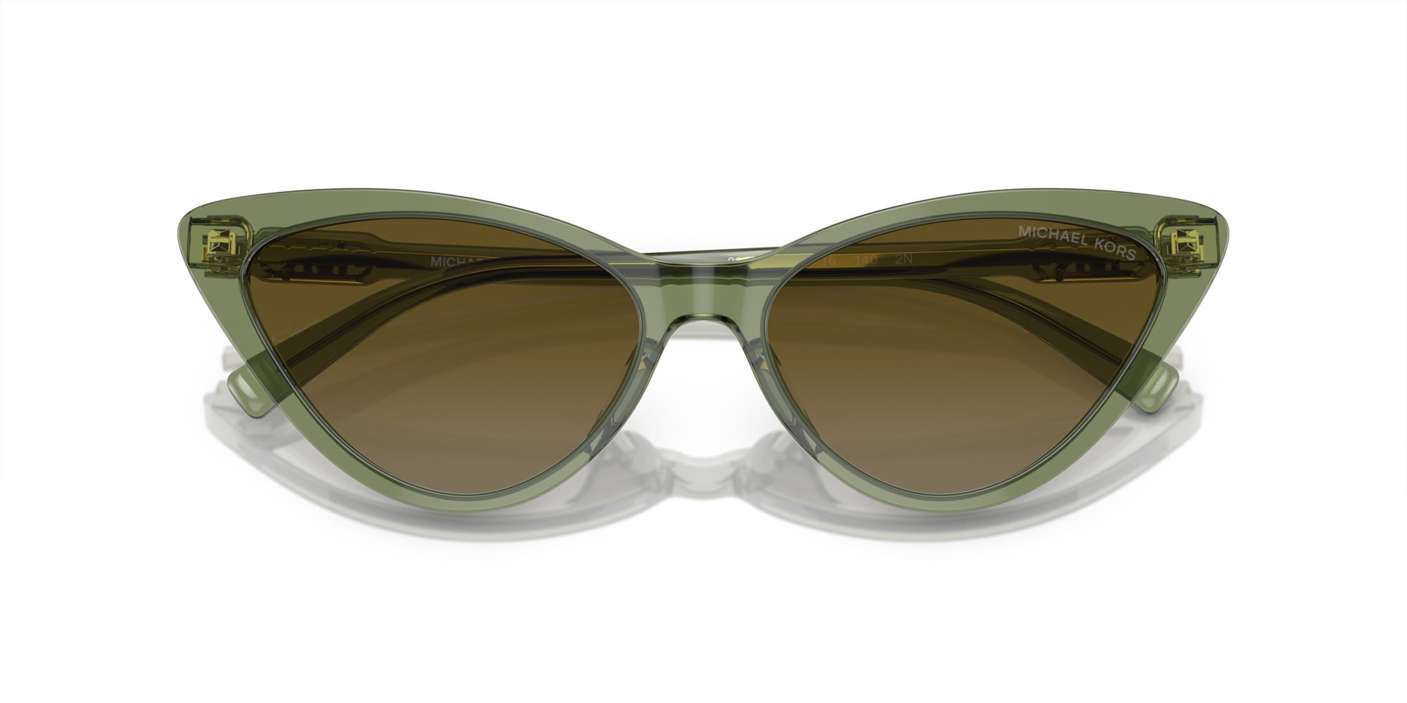Occhiali da sole Michael Kors Harbour Island MK 2195U (394413) colore verde trasparente forma cat eye lenti verde sfumato