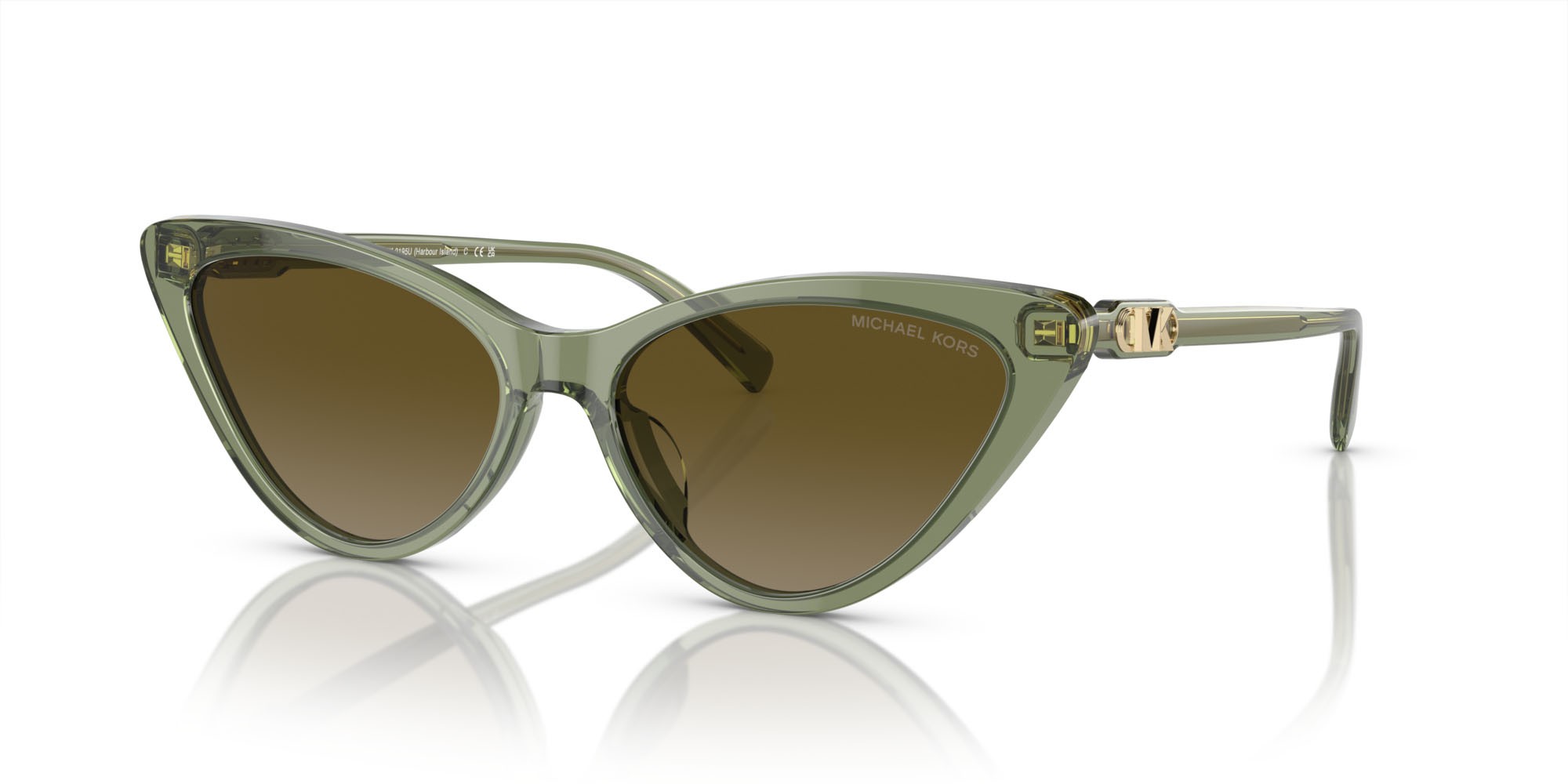 Occhiali da sole Michael Kors Harbour Island MK 2195U (394413) colore verde trasparente forma cat eye lenti verde sfumato