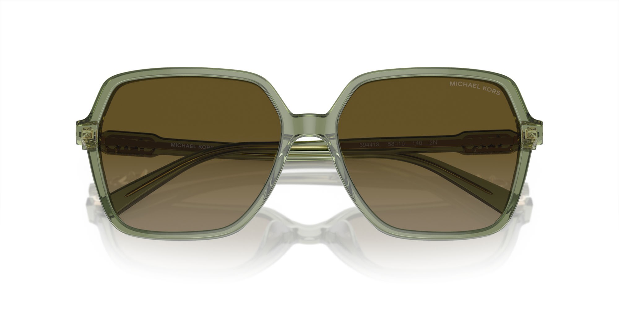 Occhiali da sole Michael Kors Jasper MK 2196U (394413) colore verde trasparente forma quadrato lenti verde sfumato