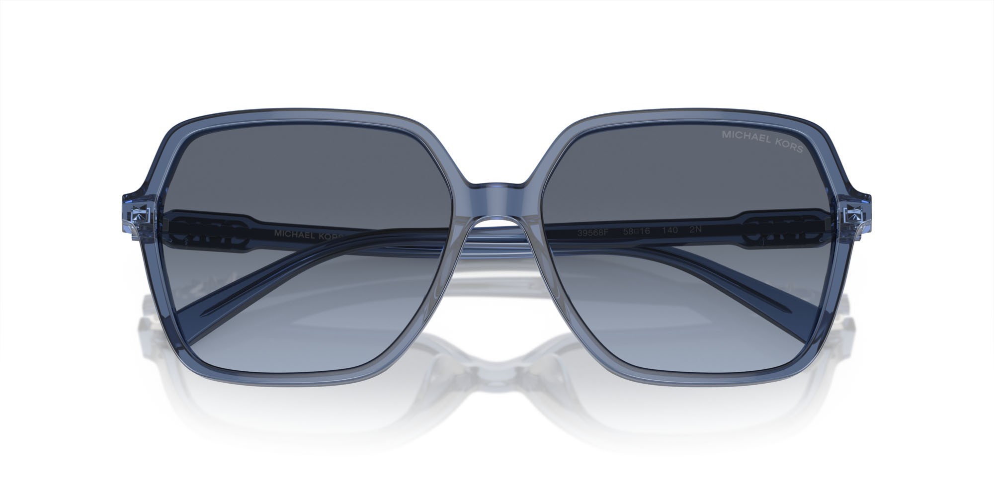 Sonnenbrillen Michael Kors Jasper MK 2196U (39568F) farbe blu trasparente form quadratisch gläser blu sfumato