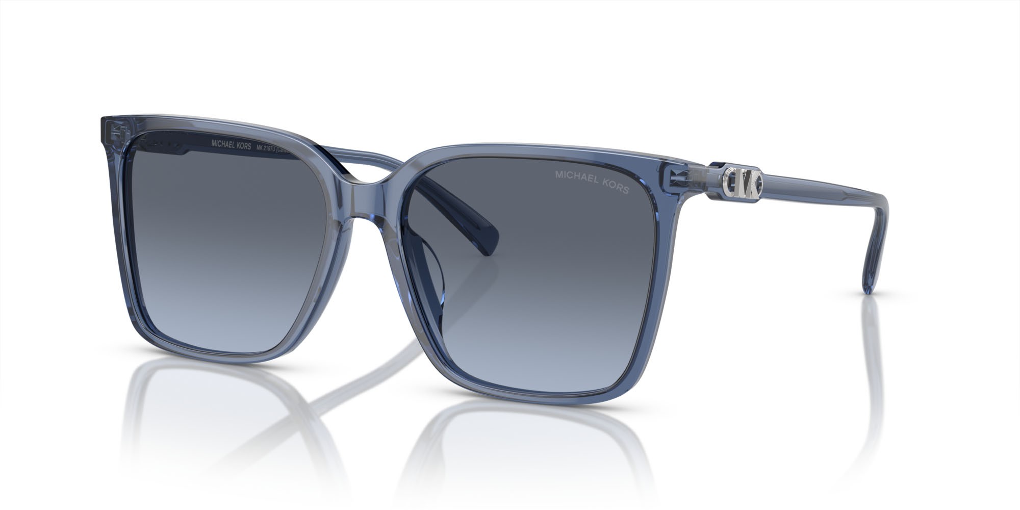 Sonnenbrillen Michael Kors Canberra MK 2197U (39568F) farbe blu trasparente form rund gläser blu sfumato