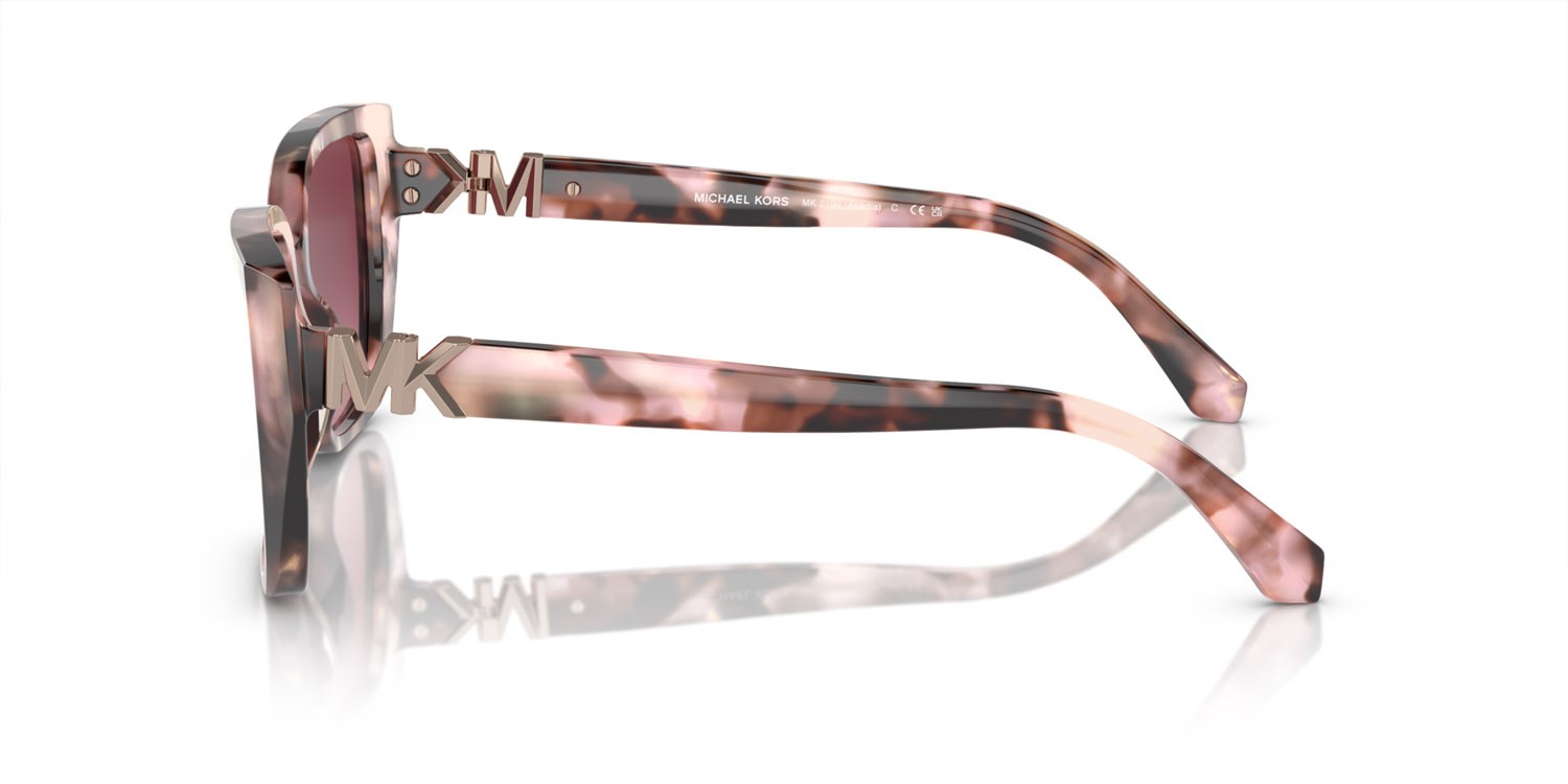 Occhiali da sole Michael Kors Acadia MK 2199 (39468H) colore rosa perlato tartarugato forma rettangolare lenti borgogna sfumato