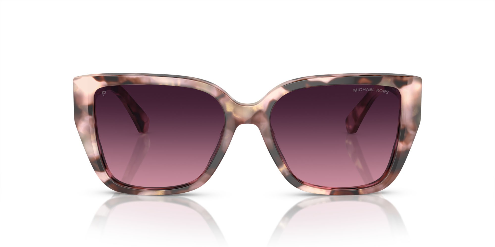 Occhiali da sole Michael Kors Acadia MK 2199 (3946F4) colore rosa perlato tartarugato forma rettangolare lenti polarizzata borgogna sfumato