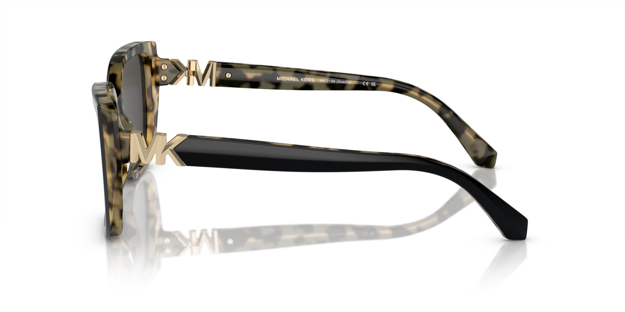 Sunglasses Michael Kors Acadia MK 2199 (395087) color nero bi-strato/ambra tartarugato shape rectangle lenses grigio scuro tinta unita