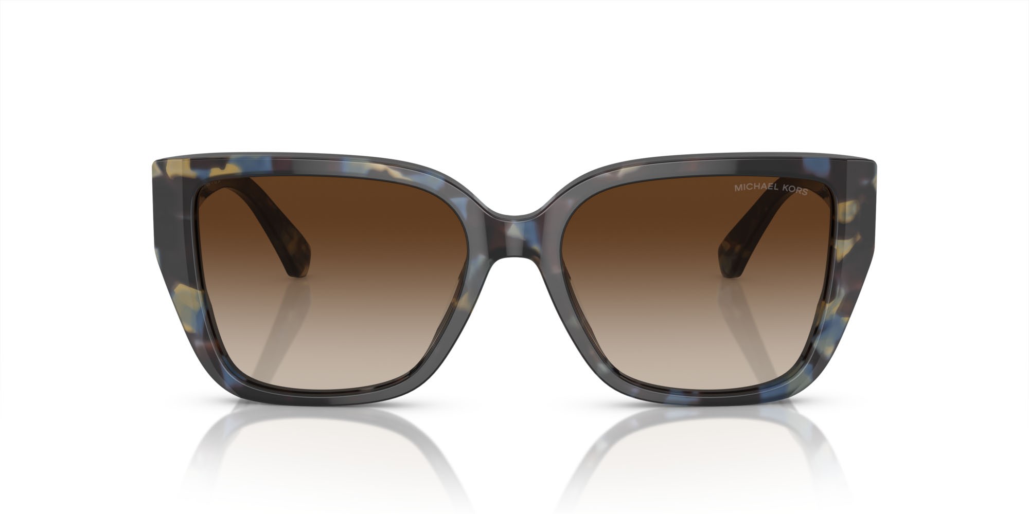 Occhiali da sole Michael Kors Acadia MK 2199 (395213) colore blu acceso tartarugato forma rettangolare lenti marrone sfumato
