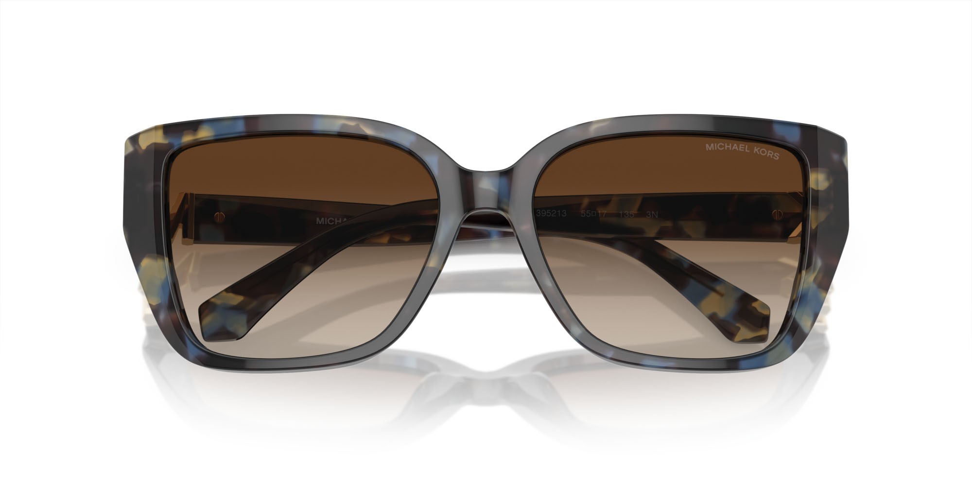 Occhiali da sole Michael Kors Acadia MK 2199 (395213) colore blu acceso tartarugato forma rettangolare lenti marrone sfumato