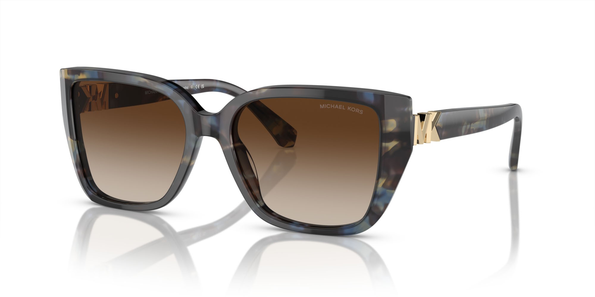 Occhiali da sole Michael Kors Acadia MK 2199 (395213) colore blu acceso tartarugato forma rettangolare lenti marrone sfumato