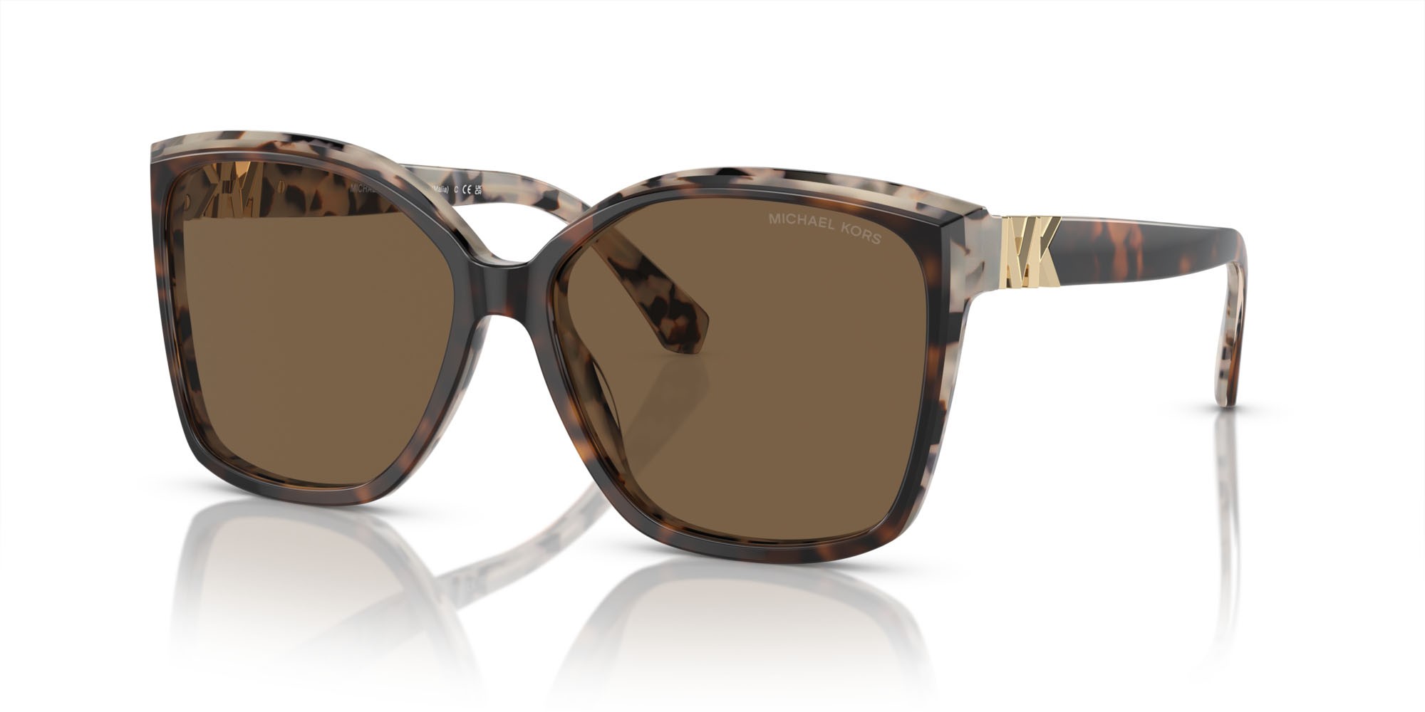 Occhiali da sole Michael Kors Malia MK 2201 (395173) colore scuro tartarugato/panna tartarugato forma quadrato lenti marrone tinta unita