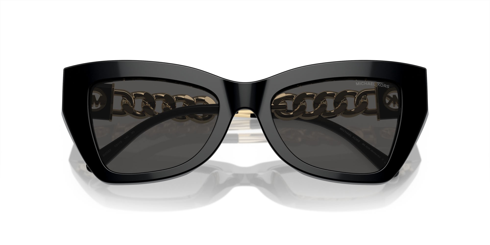 Occhiali da sole Michael Kors Montecito MK 2205 (300587) colore nero forma cat eye lenti grigio scuro tinta unita