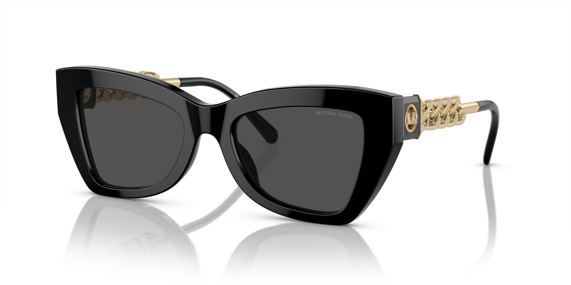 Occhiali da sole Michael Kors Montecito MK 2205 (300587) colore nero forma cat eye lenti grigio scuro tinta unita