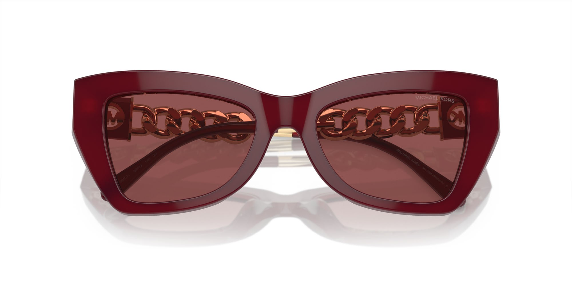 Sunglasses Michael Kors Montecito MK 2205 (394975) color rosso scuro trasparente shape cat eye lenses cordovan
