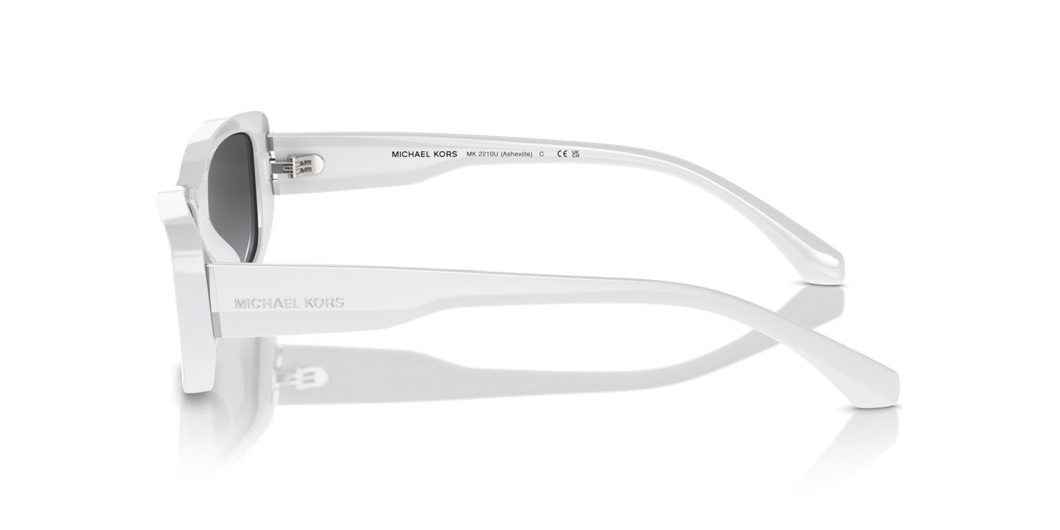 Occhiali da sole Michael Kors Asheville MK 2210U (31008G) colore bianco ottico forma rettangolare lenti grigio scuro sfumato
