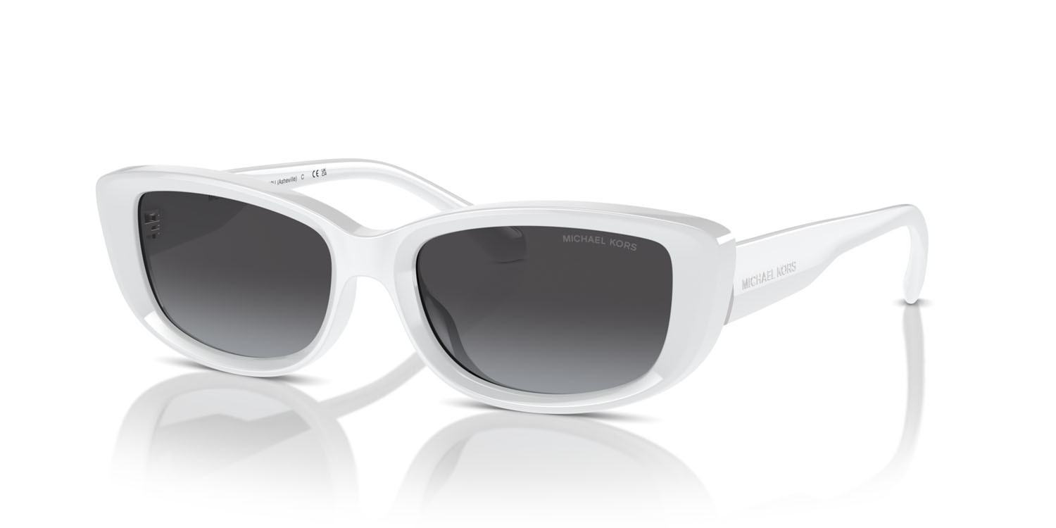Occhiali da sole Michael Kors Asheville MK 2210U (31008G) colore bianco ottico forma rettangolare lenti grigio scuro sfumato
