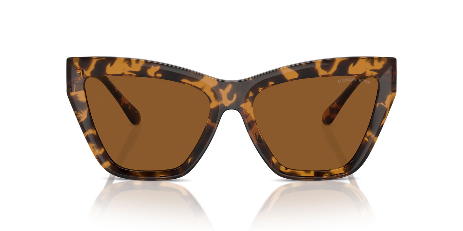 Sunglasses Michael Kors Dubai MK 2211U (300673) color tartarugato scuro shape cat eye lenses ambra tinta unita