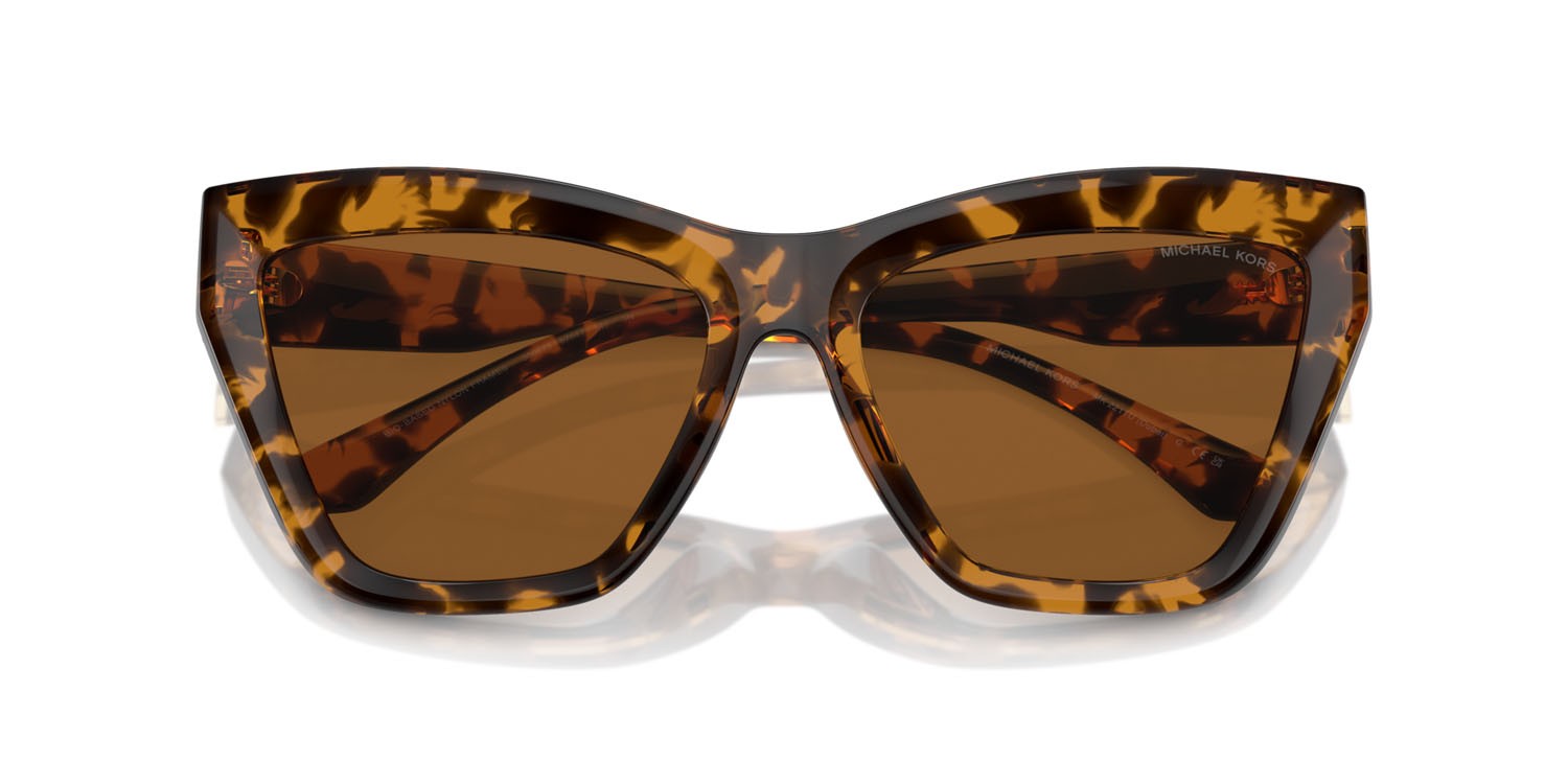 Sunglasses Michael Kors Dubai MK 2211U (300673) color tartarugato scuro shape cat eye lenses ambra tinta unita
