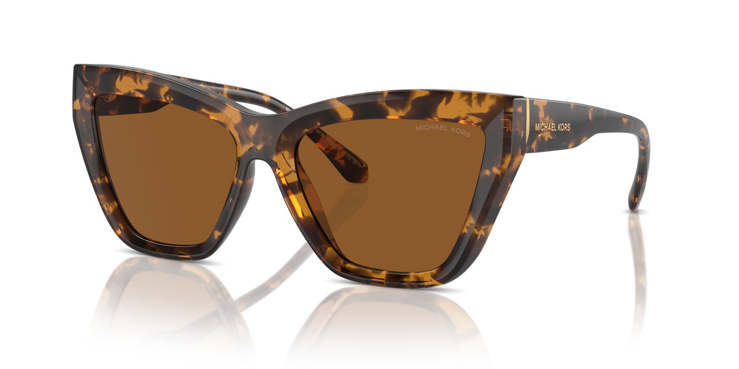 Sunglasses Michael Kors Dubai MK 2211U (300673) color tartarugato scuro shape cat eye lenses ambra tinta unita