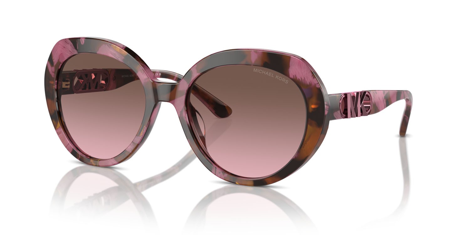 Occhiali da sole Michael Kors San Lucas MK 2214U (39989T) colore plum graphic tortoise forma rotondo lenti cordovan sfumato