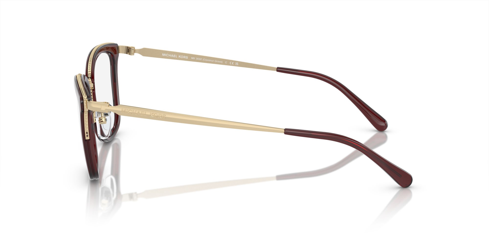 Occhiali da vista Michael Kors Coconut Grove MK 3032 (3949) colore rosso scuro forma quadrato lenti lente demo