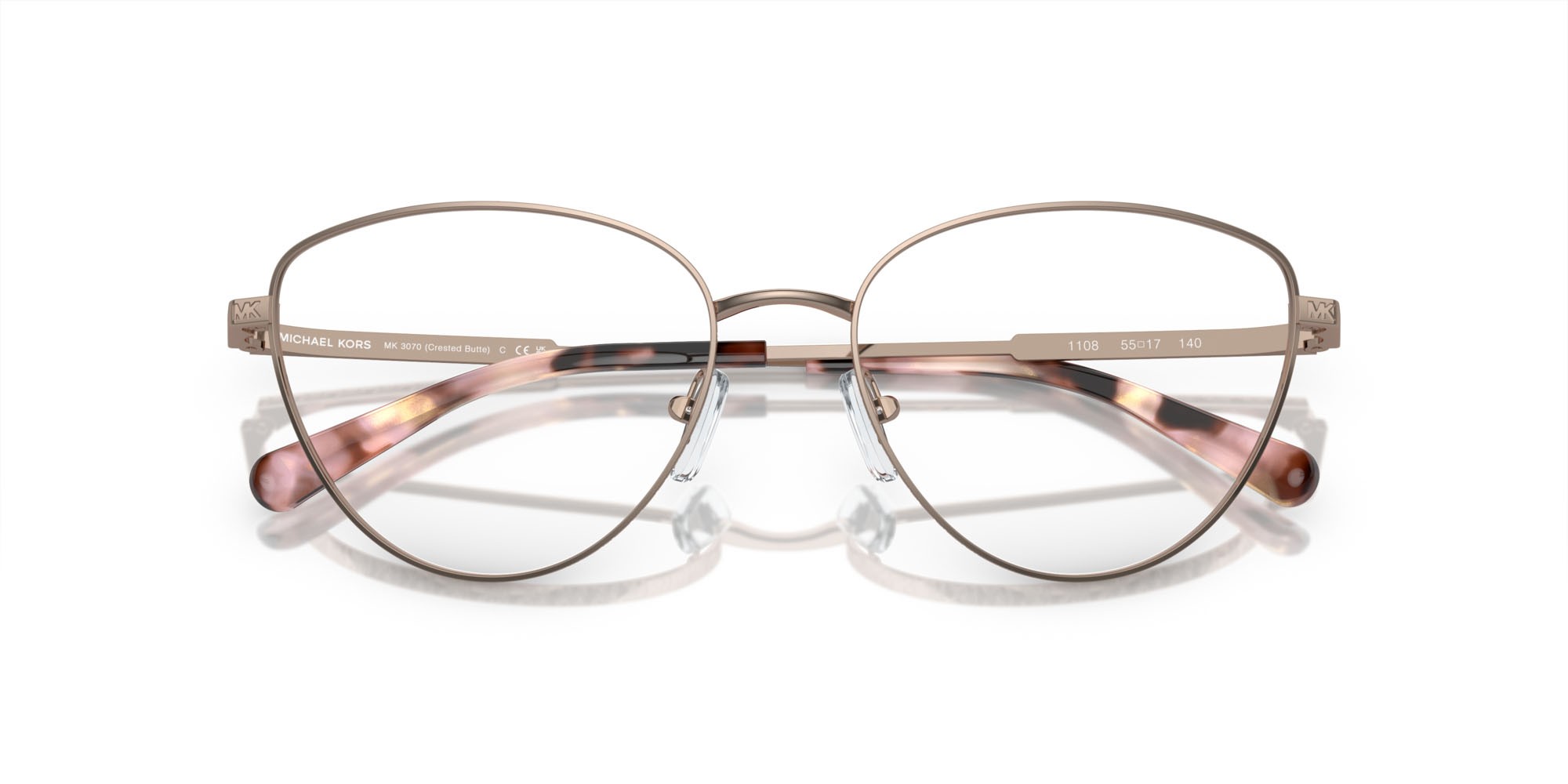 Occhiali da vista Michael Kors Crested Butte MK 3070 (1108) colore oro rosé forma cat eye lenti lente demo