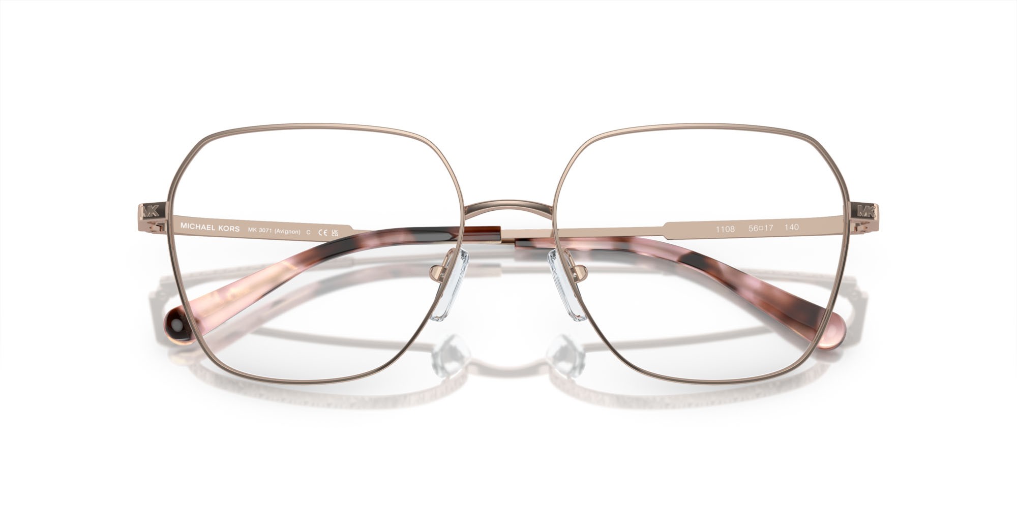Occhiali da vista Michael Kors Avignon MK 3071 (1108) colore oro rosé forma quadrato lenti lente demo