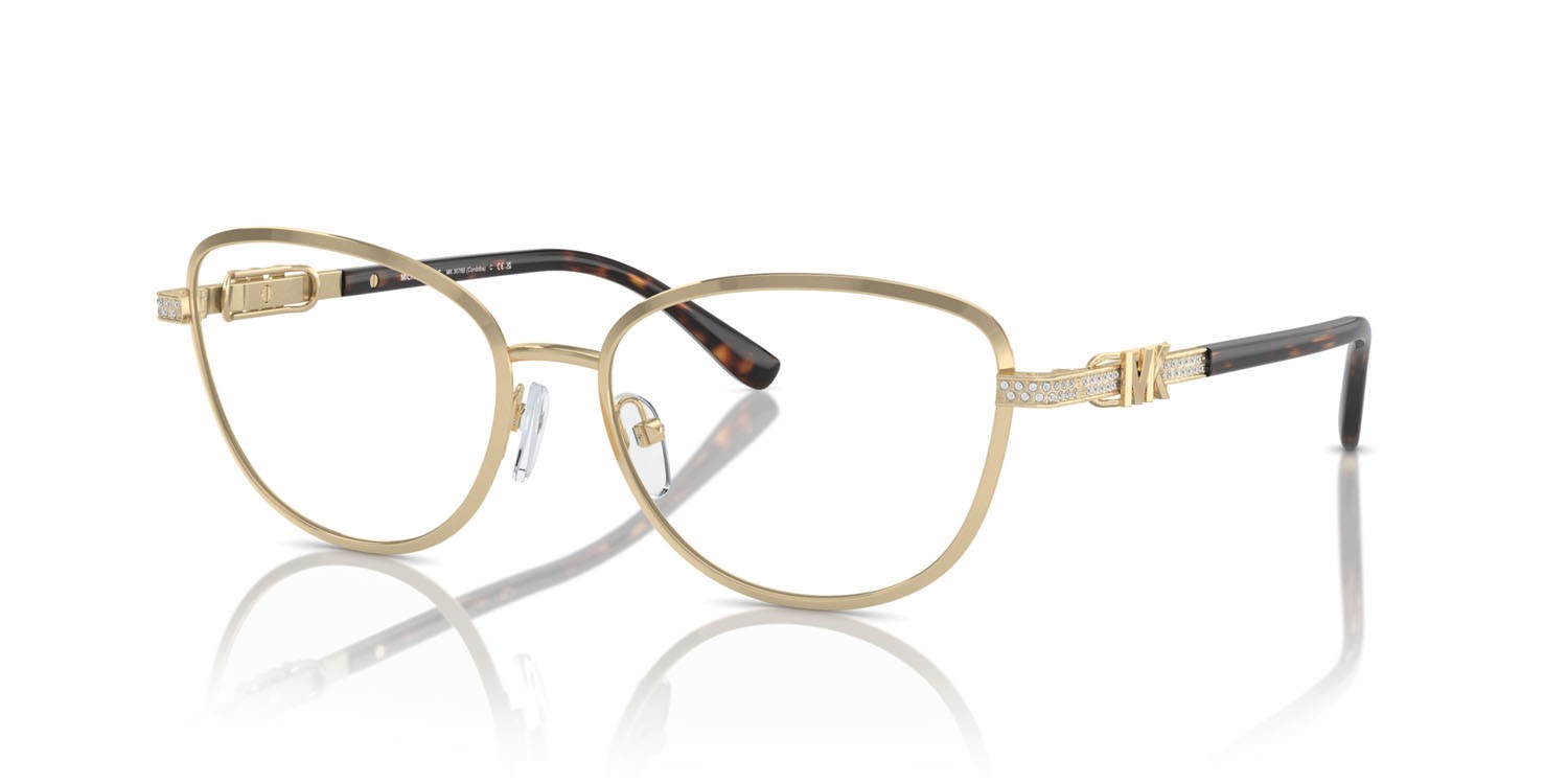 Occhiali da vista Michael Kors Cordoba MK 3076B (1014) colore oro chiaro brillante forma cat eye lenti lente demo