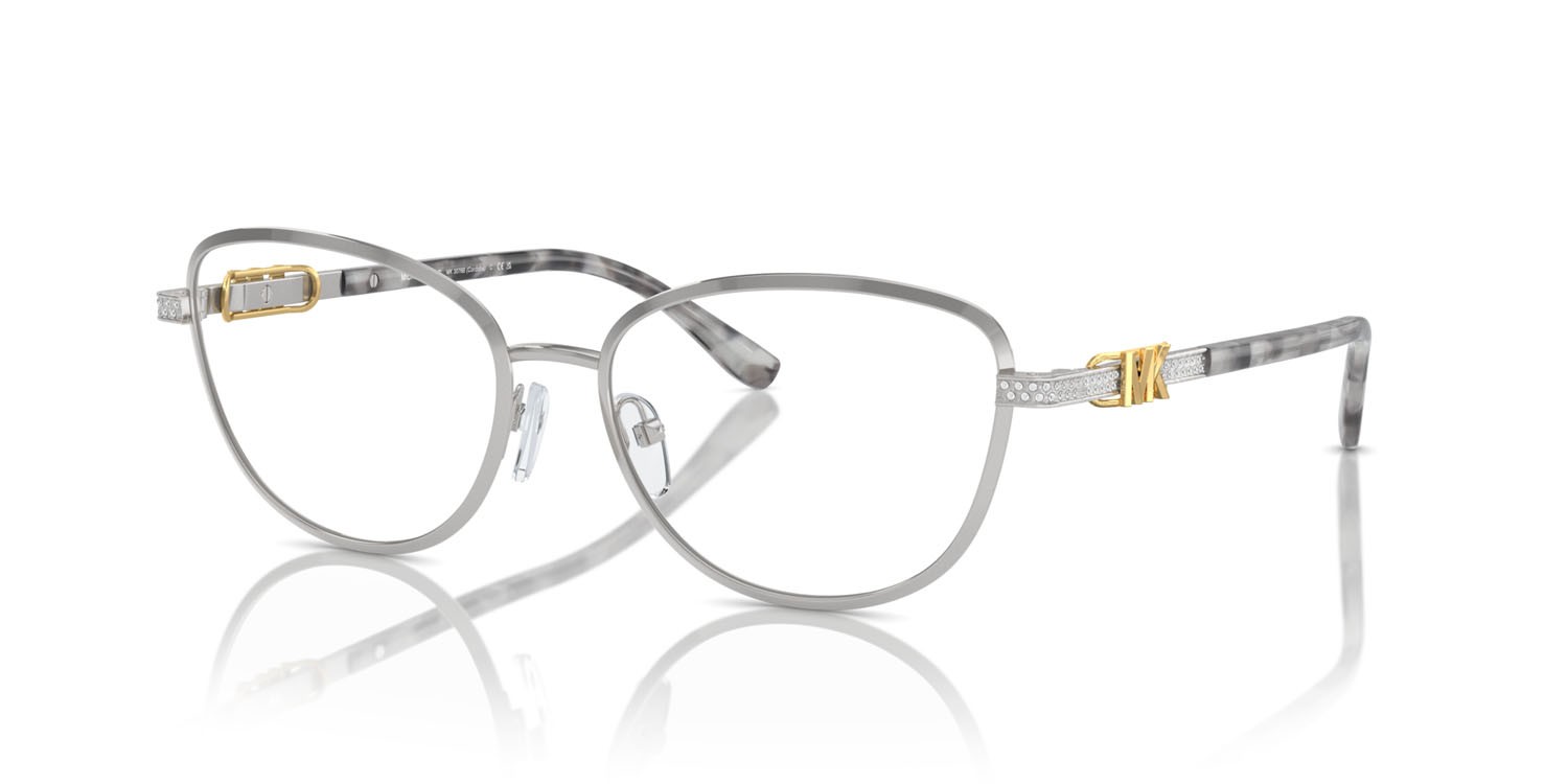 Occhiali da vista Michael Kors Cordoba MK 3076B (1893) colore argento lucido forma cat eye lenti lente demo