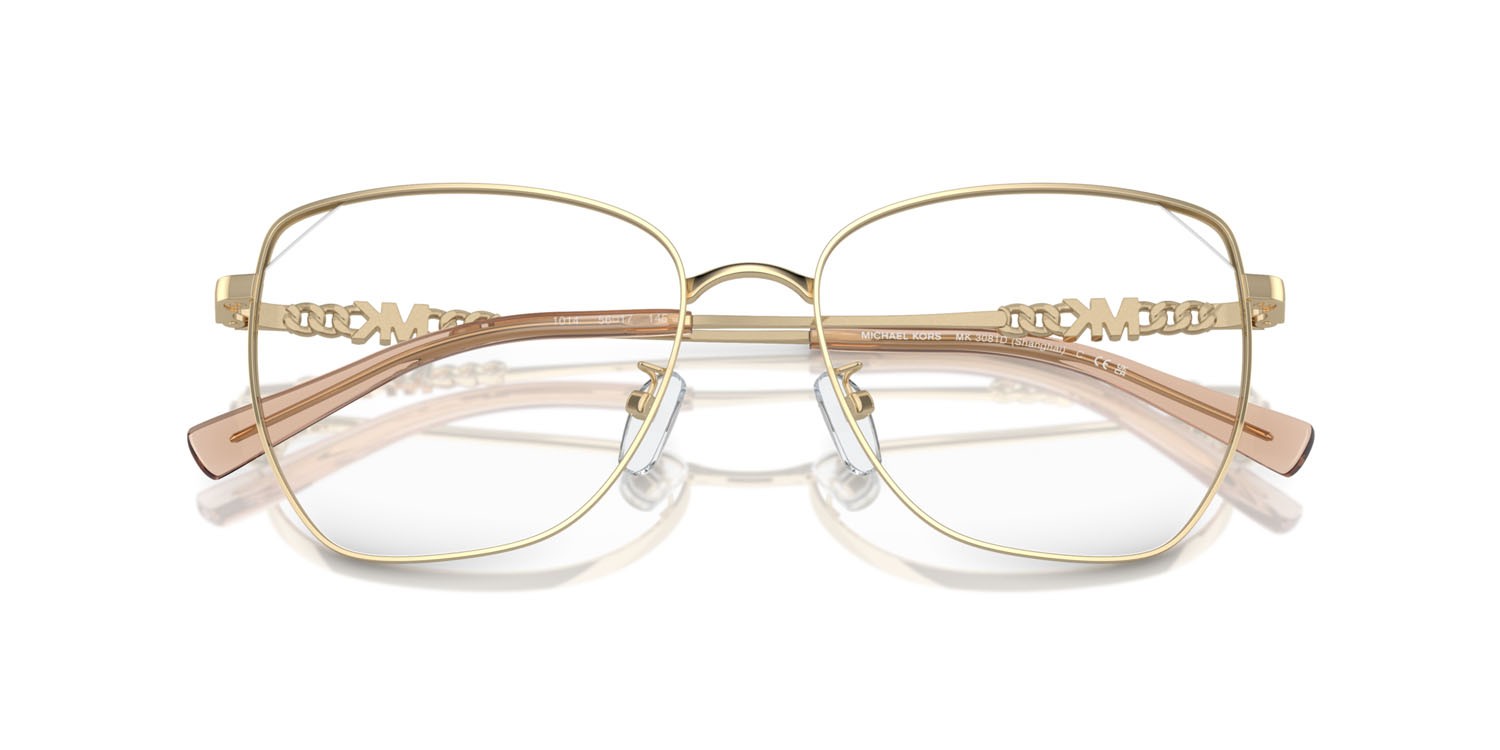 Occhiali da vista Michael Kors Shanghai MK 3081D (1014) colore oro chiaro brillante forma cat eye lenti lente demo
