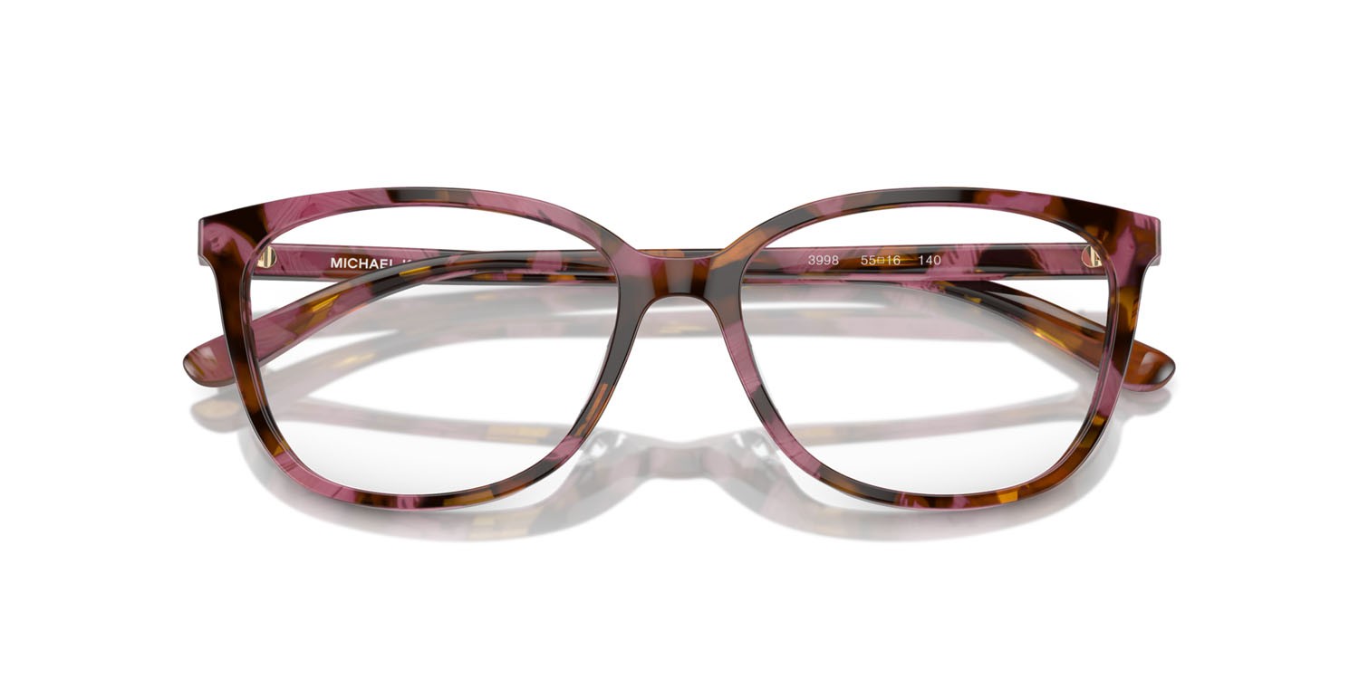 Occhiali da vista Michael Kors Santa Clara MK 4067U (3998) colore plum graphic tortoise forma rettangolare lenti lente demo