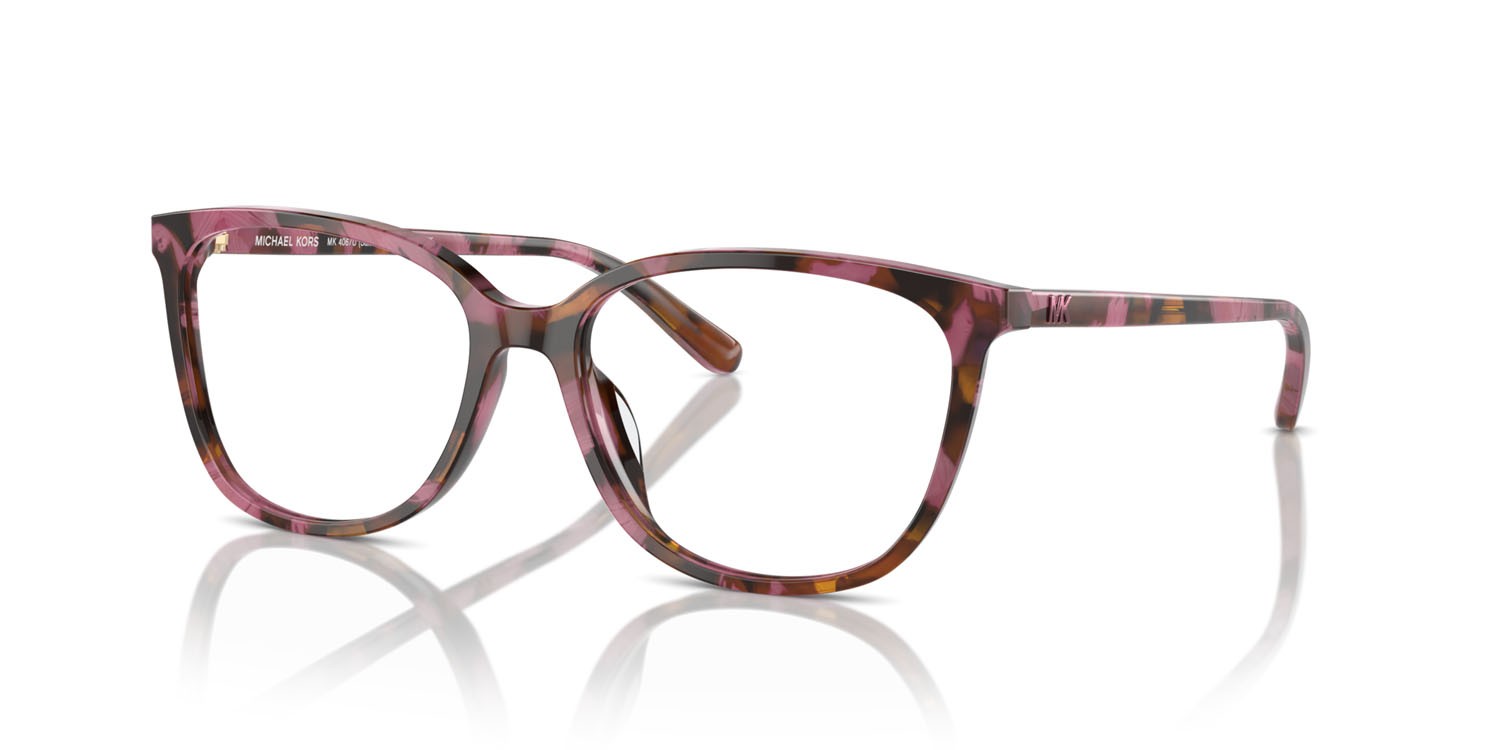 Occhiali da vista Michael Kors Santa Clara MK 4067U (3998) colore plum graphic tortoise forma rettangolare lenti lente demo