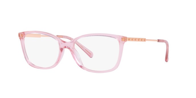 Brillen Michael Kors Pamplona MK 4092 (3101) farbe transparent pink form rechteckig gläser demo lens