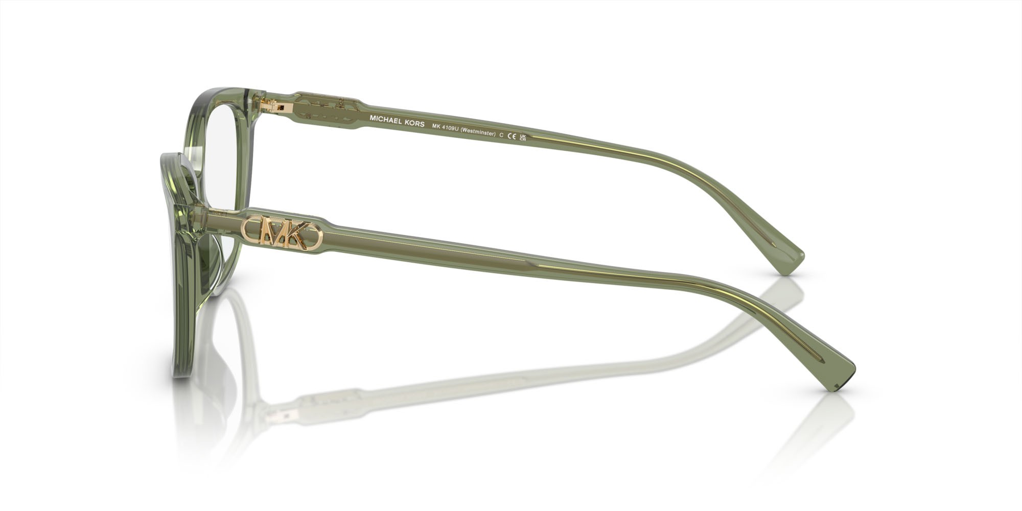 Occhiali da vista Michael Kors Westminster MK 4109U (3944) colore verde trasparente forma cat eye lenti lente demo