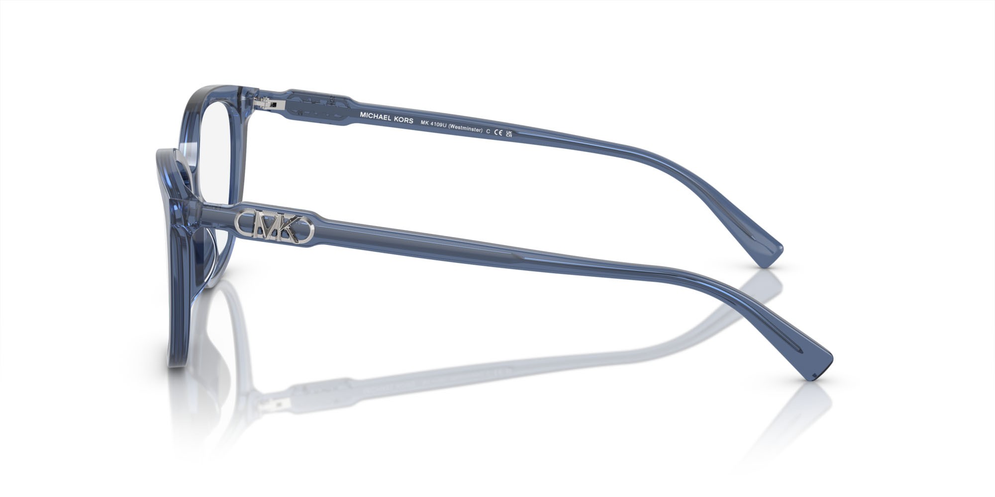 Occhiali da vista Michael Kors Westminster MK 4109U (3956) colore blu trasparente forma cat eye lenti lente demo