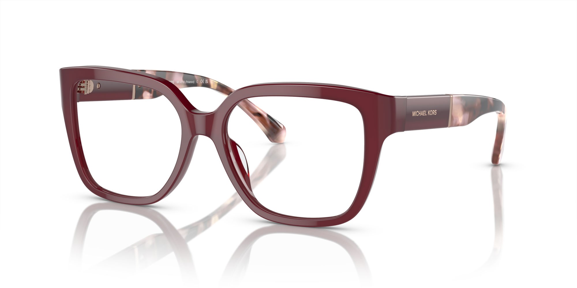 Occhiali da vista Michael Kors Polanco MK 4112 (3949) colore rosso scuro trasparente forma quadrato lenti lente demo