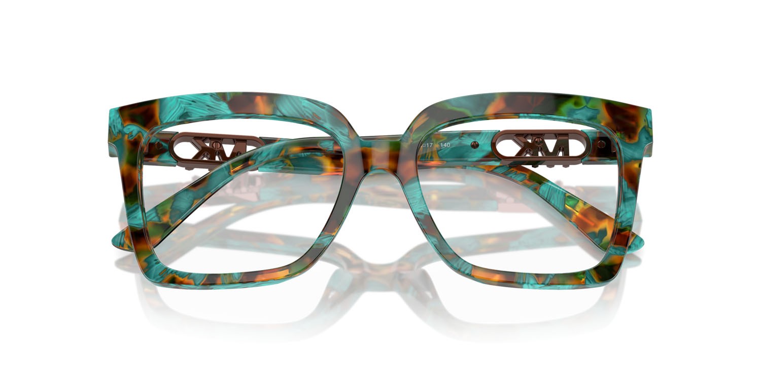 Occhiali da vista Michael Kors Nassau MK 4119U (4000) colore teal graphic tortoise forma quadrato lenti lente demo