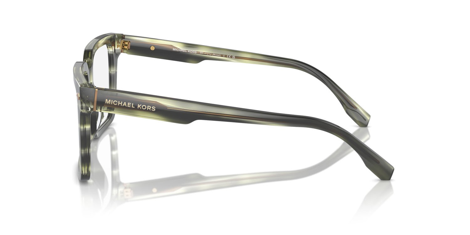 Occhiali da vista Michael Kors Mosel MK 4121U (3978) colore verde oliva effetto corno forma quadrato lenti lente demo