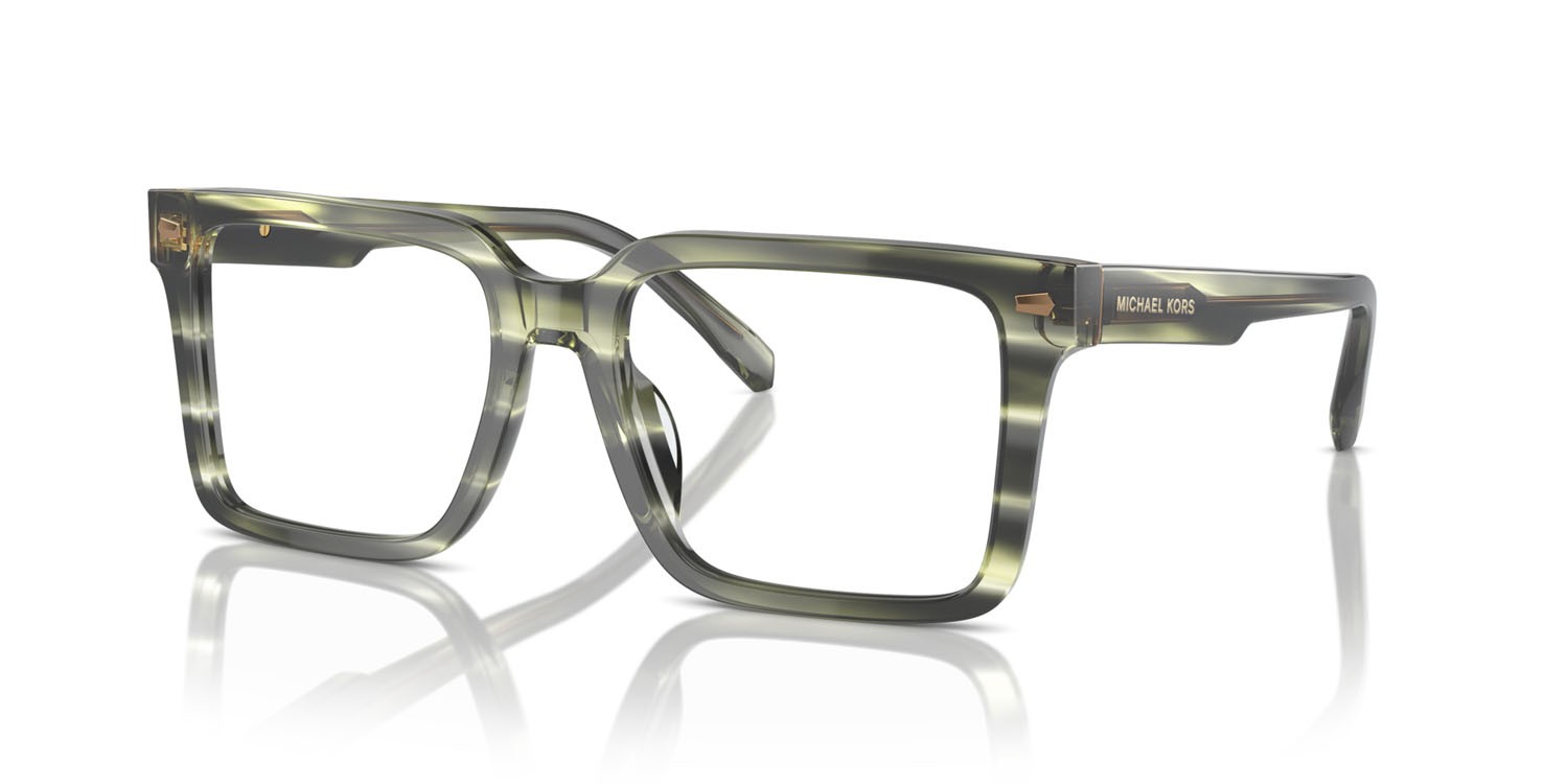 Occhiali da vista Michael Kors Mosel MK 4121U (3978) colore verde oliva effetto corno forma quadrato lenti lente demo