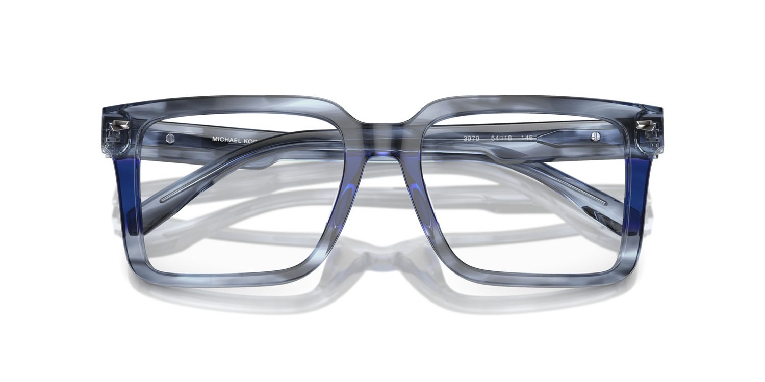 Occhiali da vista Michael Kors Mosel MK 4121U (3979) colore blu effetto corno forma quadrato lenti lente demo
