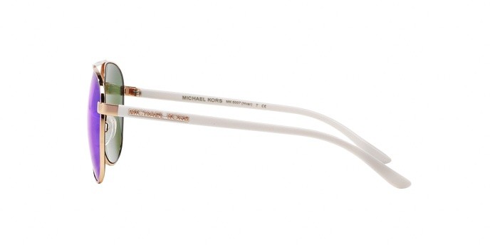 Occhiali da sole Michael Kors Hvar MK 5007 (104525) colore rose gold white forma aviator lenti blue mirror