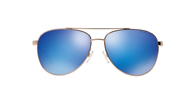 Occhiali da sole Michael Kors Hvar MK 5007 (104525) colore rose gold white forma aviator lenti blue mirror
