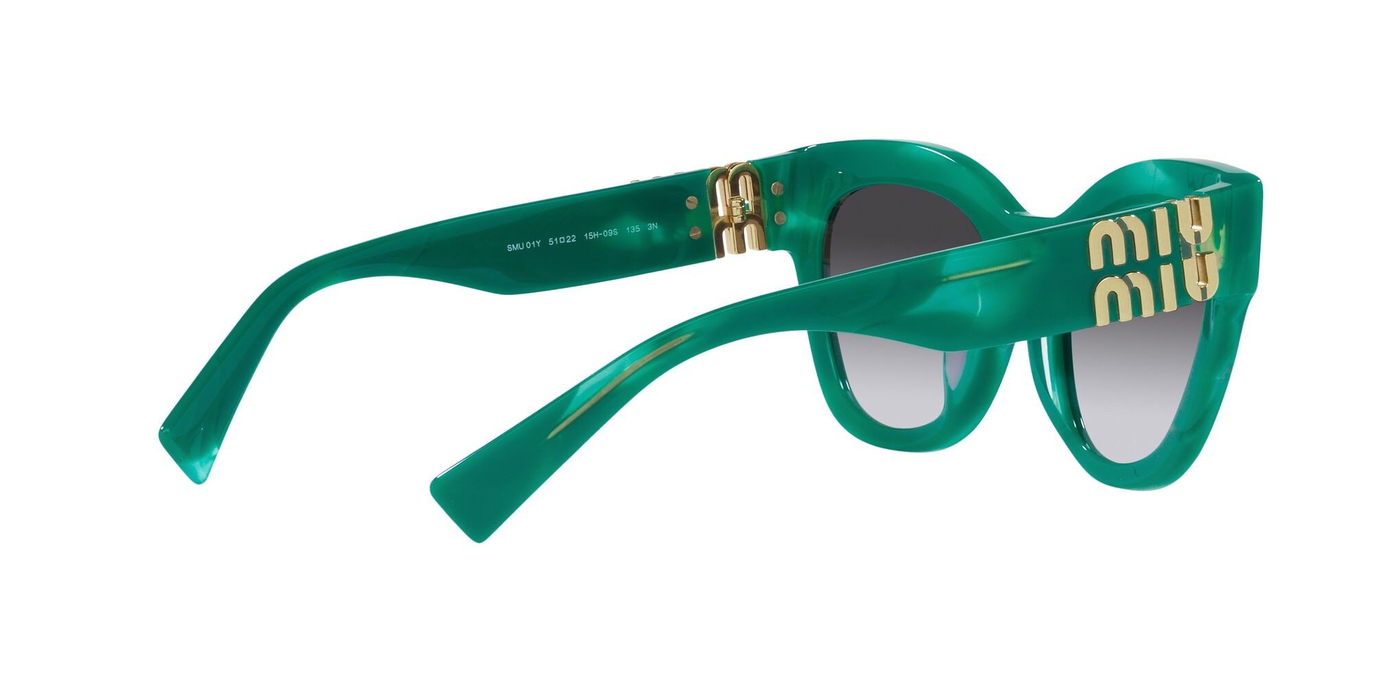 Sonnenbrillen Miu Miu MU 01YS (15H09S) farbe verde form quadratisch gläser sfumato grigio